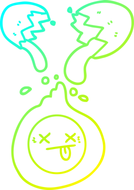 Bir insan tarafından çizilmiş kırık bir yumurtanın soğuk gradyan çizimi.