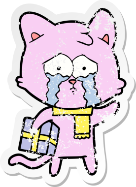 Bir insan tarafından çizilmiş karikatür bir kedinin sıkıntılı çıkartması.