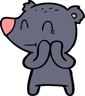 Bir insan tarafından çizilmiş gülümseyen ayı çizgi filmi.