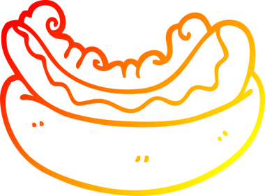 Bir insan tarafından çizilmiş bir sosisli sandviçin sıcak çizgi çizimi.