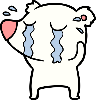 Bir insan tarafından çizilmiş üzgün küçük kutup ayısı çizgi filmi.