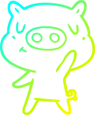 Bir insan tarafından çizilen çizgi film içerikli bir domuzun soğuk çizgi çizimi