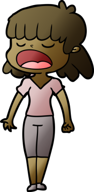 Çizgi filmdeki kadın bir insan tarafından yüksek sesle çizilmiş.