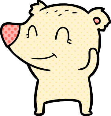 Bir insan tarafından çizilmiş gülümseyen kutup ayısı çizgi filmi