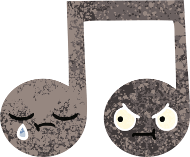 Bir insan tarafından çizilmiş bir notanın retro çizim tarzı karikatürü