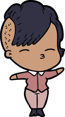 Bir insan tarafından çizilmiş şaşı çizgi film kızı.