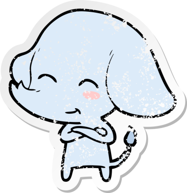 Bir insan tarafından çizilmiş şirin bir filin sıkıntılı çıkartması