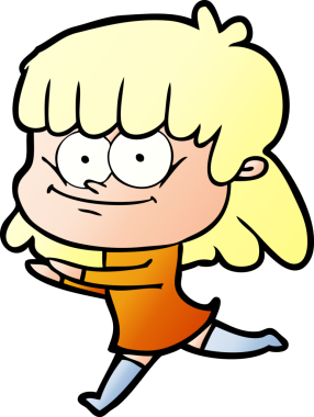 Bir insan tarafından çizilmiş gülümseyen bir kadın.