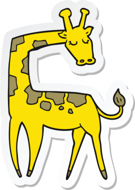 Bir insan tarafından çizilmiş bir zürafanın çıkartması.