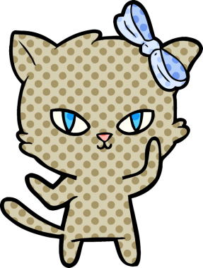 Bir insan tarafından çizilmiş sevimli çizgi film kedisi.