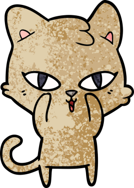 Bir insan tarafından çizilmiş çizgi film kedisi.