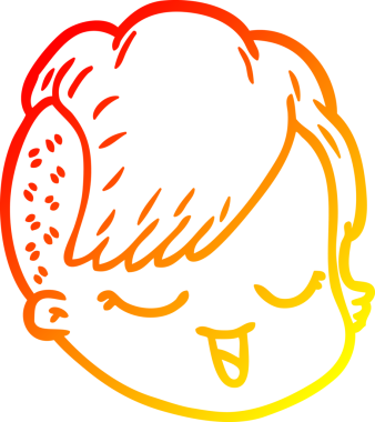 Bir insan tarafından çizilmiş bir çizgi kadın yüzünün sıcak çizgi çizimi