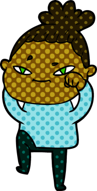 Bir insan tarafından çizilmiş karikatür kadın.