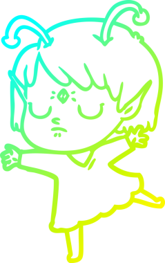 Bir insan tarafından çizilmiş bir uzaylı kız çizgi filmi.