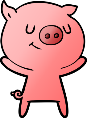 Bir insan tarafından çizilmiş mutlu çizgi film domuzu.