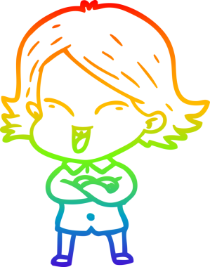 gökkuşağı gradyan çizimi mutlu bir çizgi film kızı bir insan tarafından çizildi