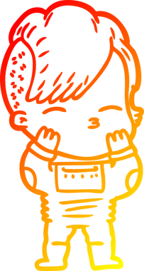 Bir insan tarafından çizilmiş fütüristik kıyafetler giyen çizgi film kızı çizimi.