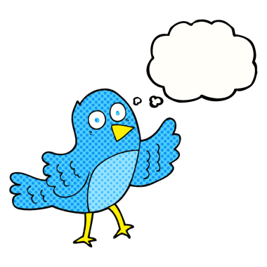 Bir insan tarafından çizilmiş serbest çizim balon karikatür kuşu.