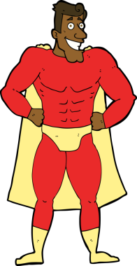 Bir insan tarafından çizilmiş süper kahraman çizgi filmi.