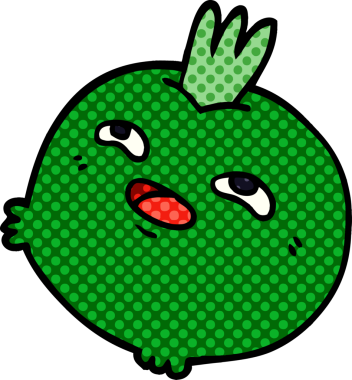 Bir insan tarafından çizilmiş mutlu kök sebze karalaması.