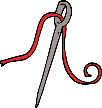 Bir insan tarafından çizilmiş karalama iğnesi ve iplik.