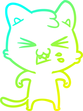 Bir insan tarafından çizilen çizgi film kedisinin soğuk gradyan çizimi