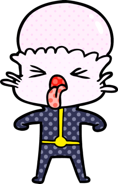 Bir insan tarafından çizilmiş iğrenç bir çizgi film uzaylısı.