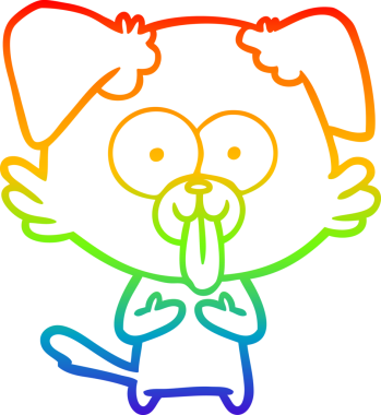 Bir insan tarafından çizilmiş dilli çizgi film köpeğinin çizimi.