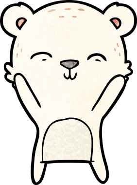 Bir insan tarafından çizilmiş mutlu kutup ayısı çizgi filmi.