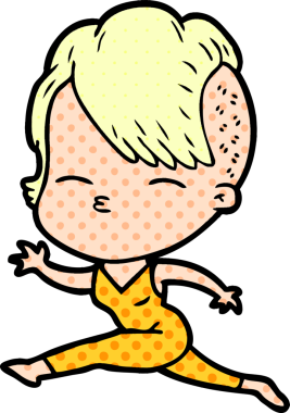 Bir insan tarafından çizilen çizgi film kızı