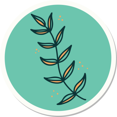 Bir insan tarafından çizilmiş defne defne stili dövme çıkartması.