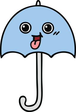 Bir insan tarafından çizilmiş şirin şemsiye karikatürü.