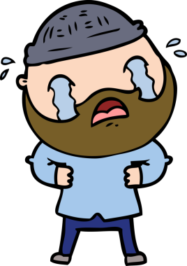 Çizgi film sakallı adam bir insan tarafından çizilmiş ağlıyor.