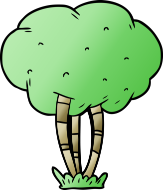 Bir insan tarafından çizilmiş çizgi film ağacı.