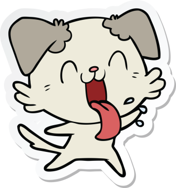 Bir insan tarafından çizilmiş nefes nefese kalmış bir köpeğin çıkartması.