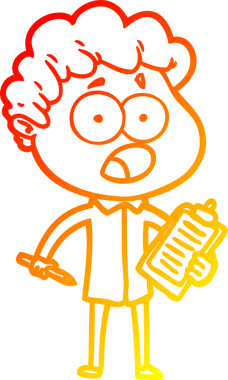 Bir insan tarafından şaşırtılarak çizilen çizgi film karakterinin sıcak çizgi çizimi.