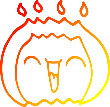 Bir insan tarafından çizilen gülen gaz alevinin sıcak çizgi çizimi