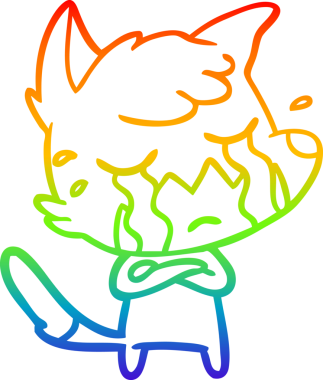 Bir insan tarafından çizilmiş ağlayan tilki çizgi filminin çizimi.