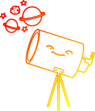 Bir insan tarafından çizilmiş bir çizgi teleskopun sıcak gradyan çizimi