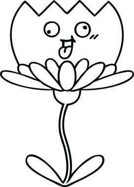 Bir insan tarafından çizilmiş bir çiçeğin çizgi çizimi