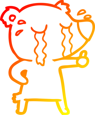 Bir insan tarafından çizilmiş ağlayan bir ayının sıcak çizgi çizimi