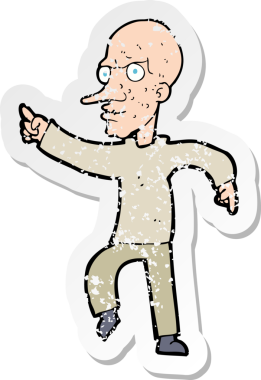 Bir insan tarafından çizilmiş kızgın yaşlı bir adamın gerilmiş çıkartması.