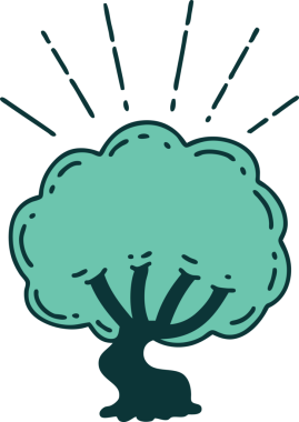 Bir insan tarafından çizilmiş geleneksel dövme ağacının çizimi