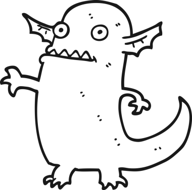 Bir insan tarafından çizilmiş cadılar bayramı canavarı çizgi filmi.