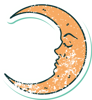 Bir insan tarafından çizilmiş hilal şeklindeki bir ayın sembolik dövmesi.