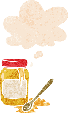 Düşünce baloncuklu karikatür kavanozu grunge sıkıntılı retro desenli bir insan tarafından çizilmiş