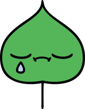 Bir insan tarafından çizilmiş dışavurumsal yaprağın sevimli karikatürü.