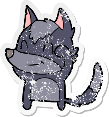 Bir insan tarafından çizilmiş dost canlısı bir kurdun sıkıntılı çıkartması.