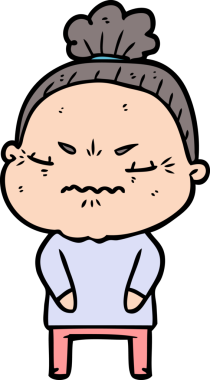 Çizgi film bir insan tarafından çizilmiş yaşlı bir kadın tarafından rahatsız edildi.