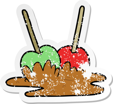 Bir insan tarafından çizilmiş karikatür elma şekeri etiketi.